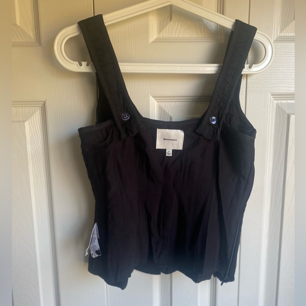 Reformation Black Ruched Button-Front Tank - Picture 9 of 13